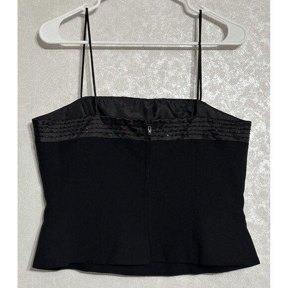 JS Collections Solid Black Spaghetti Strap Boning Beaded Lined Dressy Top Sz 10 - Picture 2 of 7